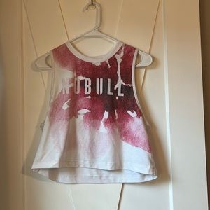Nobull crop tank pink and white